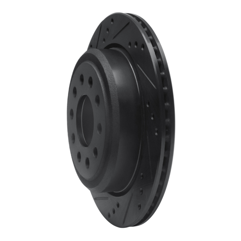 Lincoln Town Car Brake Rotor (1) - Rear Left - R1 Concepts - Drilled & Slotted - Black - `03-`11